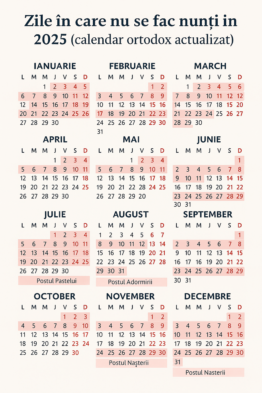 Cand Nu Se Fac Nunti Calendar